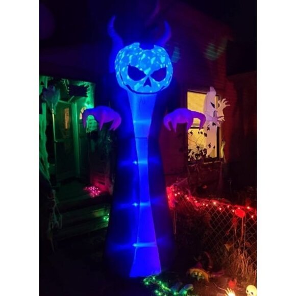 10FT Height Halloween Inflatables Outdoor Pumpkin Head Ghost Blow Up